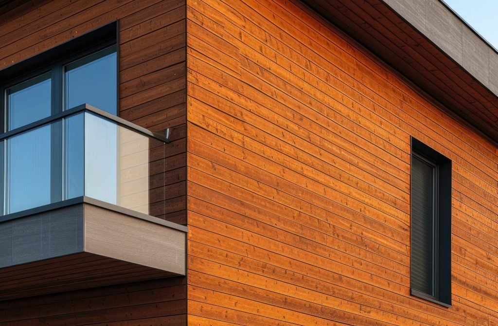 a modern modern house with wooden siding, in the style of steinheil quinon 55mm f/1.9, environmentally inspired, spot metering, minimalistic and clean, recycled, trompe-l'oeil folds, wood --ar 51:64 --v 6 Job ID: 60e56773-a409-4799-8949-65ac9b4a516e